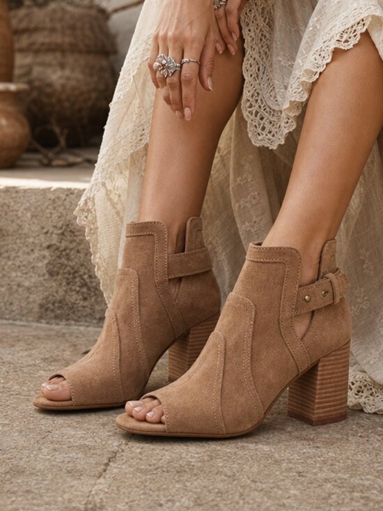 Shoes - Joe's Jeans Cassia Suede Tan Block Heel Booties 9.5
